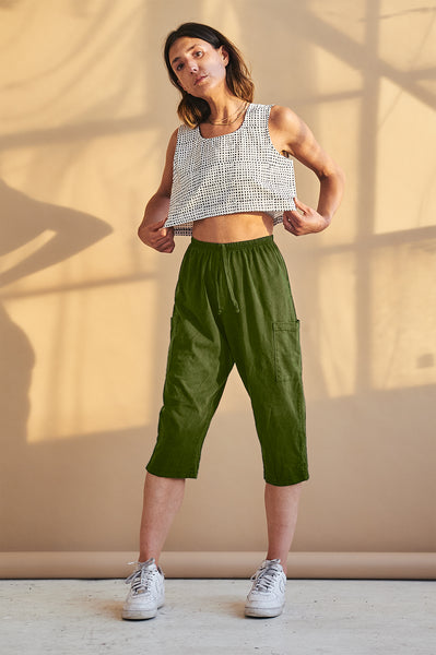 Cropped Pants - Army Green